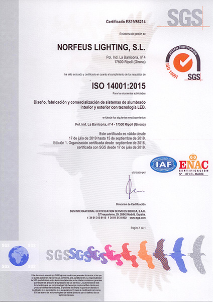 Certificado UNE-EN ISO 14001:2015