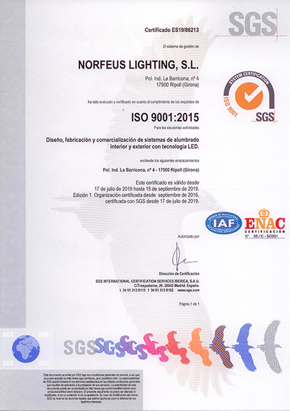 Certificado UNE-EN ISO 9001:2015